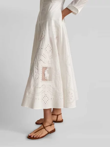 Sukienka koszulowa midi z czystej bawełny Polo Ralph Lauren biała