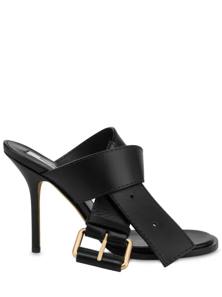 Papuci tip mules Moschino cu cataramă negru