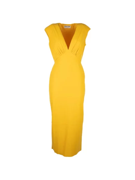 Sukienka midi Chiara Boni La Petite Robe z dekoltem w serek żółta