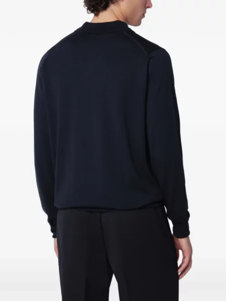 Lung tricou polo John Smedley albastru