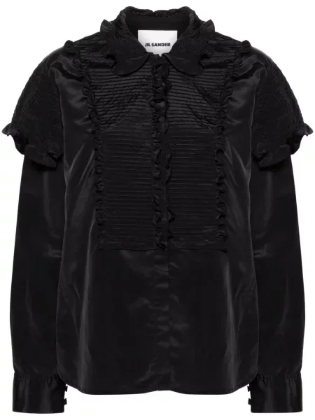 Bluză Jil Sander cu volane negru