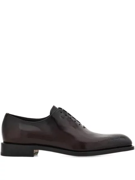 Oxford Ferragamo cu imagine din țesătură twill maro