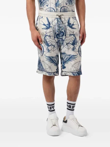 Pantaloni scurți Philipp Plein cu imagine alb
