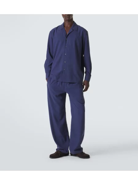 Pantaloni Saman Amel de mătase albastru