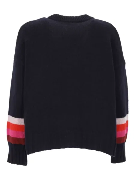 Pulover Giada Benincasa cu dungi cu decolteu rotund albastru