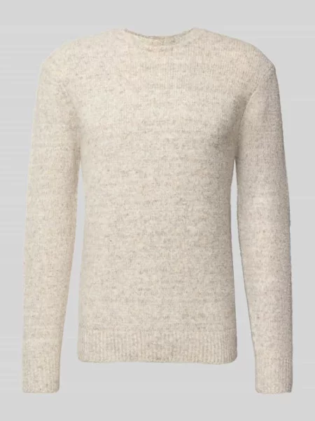 Sweter z dzianiny o kroju regular fit z dodatkiem wełny model ‘BAY’ Only & Sons beżowy