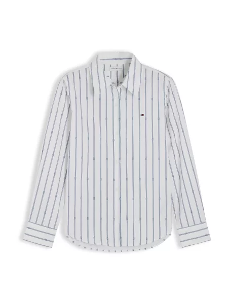 TOMMY HILFIGER Bluză albastru închis alb