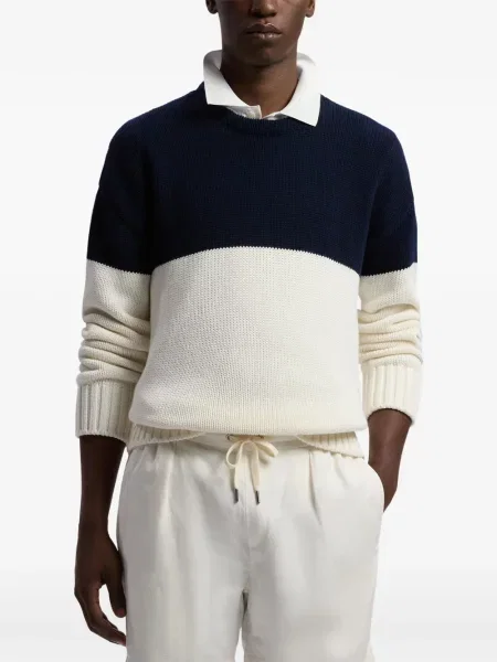 Пуловер Ralph Lauren Purple Label с кръгло деколте синьо