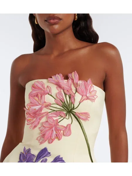 Rochie Leo Lin cu model floral cu aplicații galben