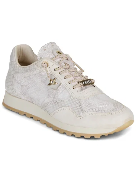 Pantofi Cetti cu model piele de șarpe alb
