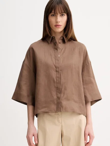 MM by Max Mara koszula lniana RITO brązowa