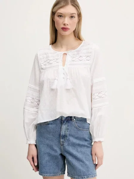 Superdry bluză din femei uni alb