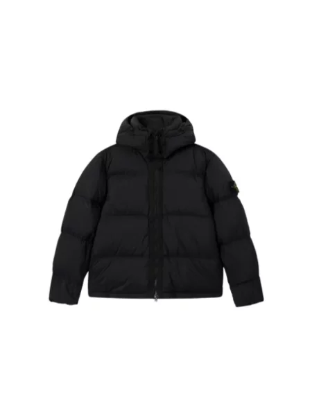 Lniana kurtka Stone Island z kamieniami czarna