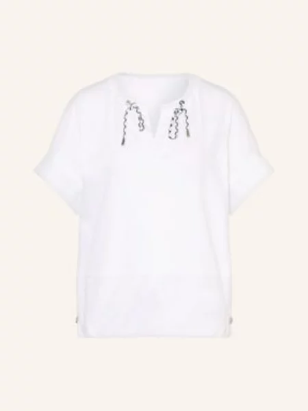 Marc Cain Koszulka Z Mieszanki Materiałów weiss biała