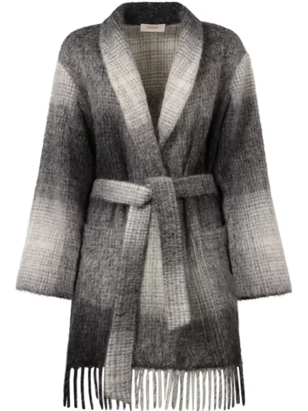 Kardigan Agnona w kratkę szary