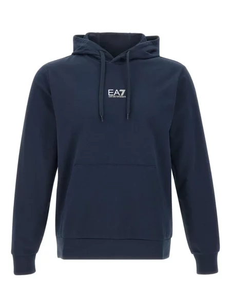 Hanorac cu glugă Ea7 Emporio Armani stretch albastru