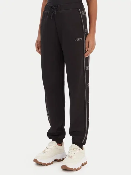 Guess Παντελόνι φόρμας Wide Leg μαύρο