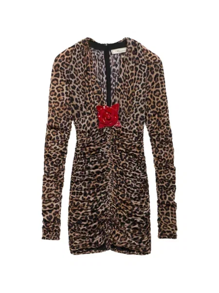 Rochie mini Blumarine cu imagine cu model leopard maro