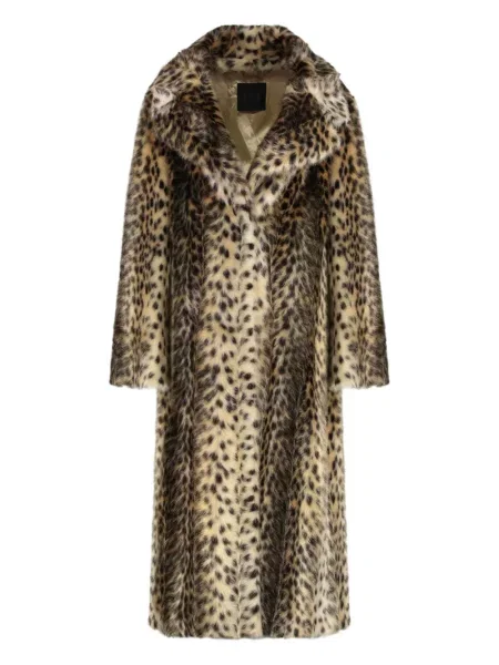 Palton de blană Bb Couture cu imagine cu model leopard cu blană maro