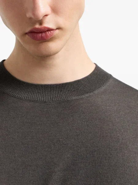 Pulover Emporio Armani de lână cu decolteu rotund negru