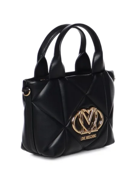 Καπιτονέ τσάντα shopper Love Moschino με αυτόγραφο μαύρο