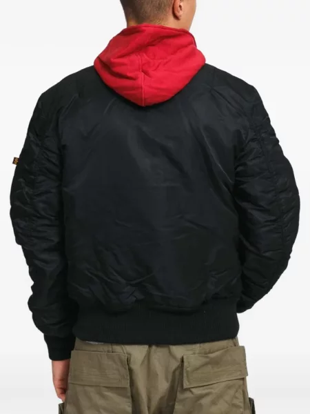 Geacă bomber Alpha Industries cu glugă cu imagine negru