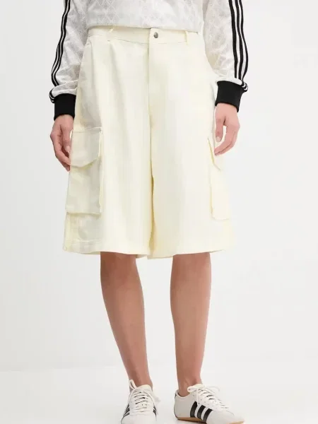 Adidas Originals szorty Cargo Jorts gładkie high waist beżowy