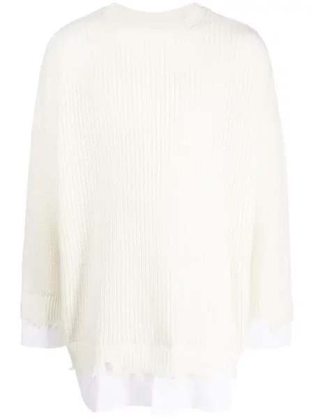Pulover Mm6 Maison Margiela zdrențuiți alb