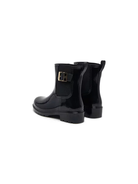 Gumene čizme Tommy Hilfiger Th Buckle Glossy Ankle Rain Boot crna