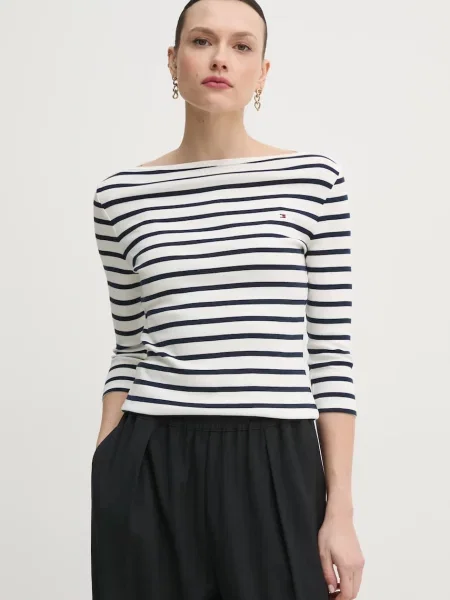 Tommy Hilfiger tričko s dlouhým rukávem bílé