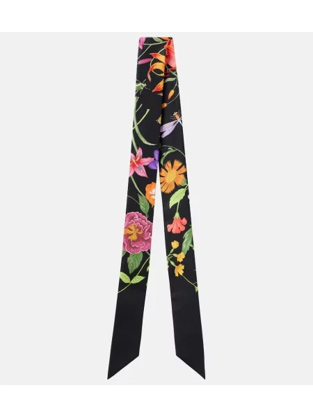 Fular Gucci de mătase cu model floral negru