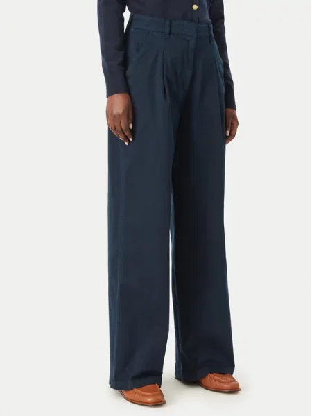 Tommy Jeans Medžiaginės kelnės Tamsiai Wide Leg mėlyna