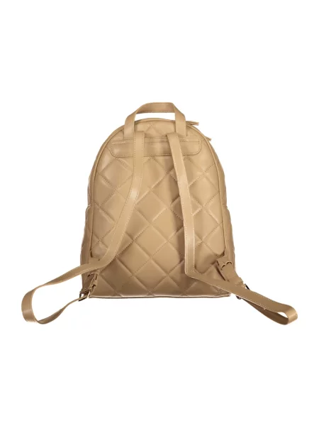 Lniany plecak Valentino elegancki z logo beżowy