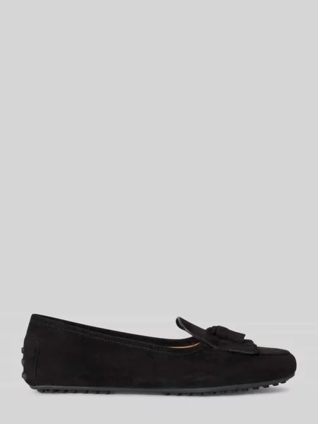 Loafersy z naturalnej skóry welurowej model TAYTE' Lauren Ralph Lauren czarne
