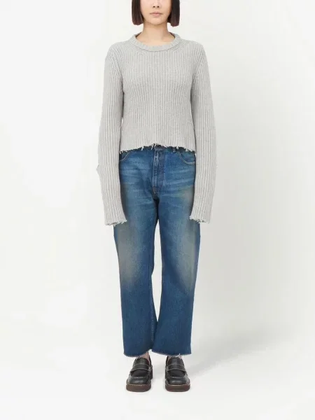 Briaunotas megztinis Mm6 Maison Margiela su įbrėžimais pilka