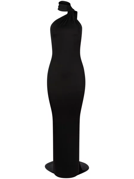 Rochie maxi Nina Ricci cu gât halter de costum negru