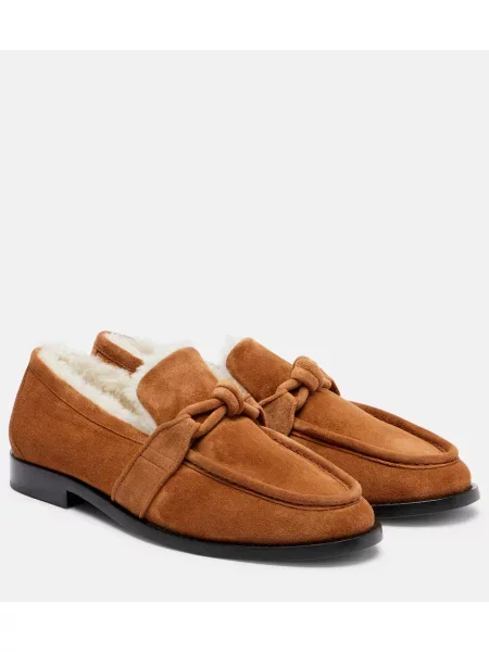 Pantofi loafer Bottega Veneta din piele de căprioară maro