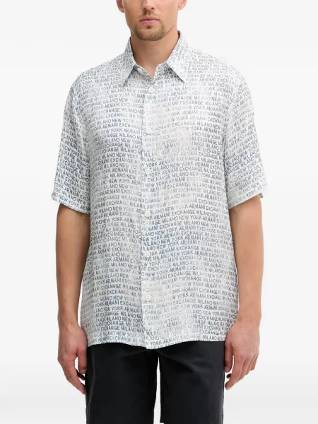 Cămașă Armani Exchange cu imagine alb