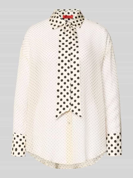 Bluzka koszulowa o luźnym kroju z czystego jedwabiu model ‘ACUME’ Max&co. biała