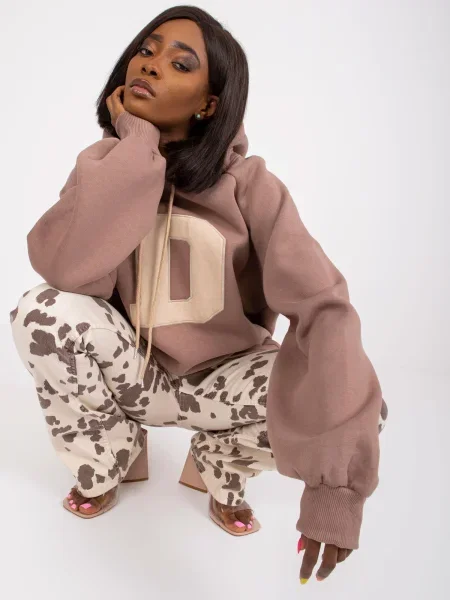 Jersey hoodie Fashionhunters s kapuco rjava