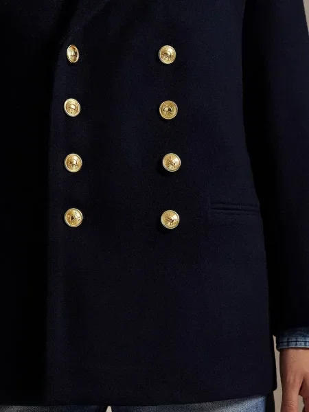 Вовняний піджак Polo Ralph Lauren двобортний однотонний синій