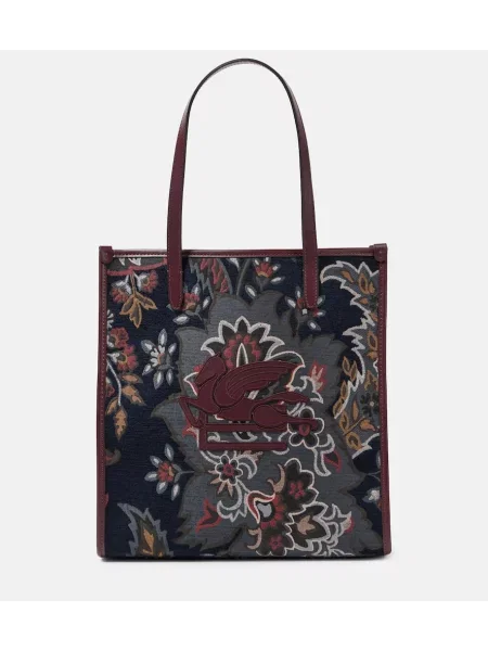 Wielobarwność shopperka Etro z wzorem paisley niebieska