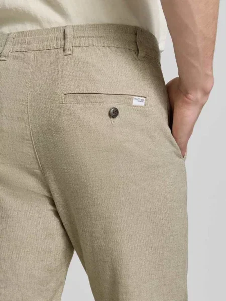 Spodnie w kroju regular fit z mieszanki bawełny i lnu model BRODY' Selected Homme