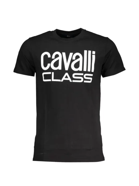 Tricou Cavalli Class cu imagine cu decolteu rotund negru