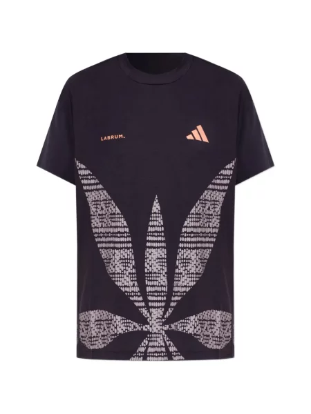 Ριγέ πλεκτός τοπ Adidas με αυτόγραφο γκρι