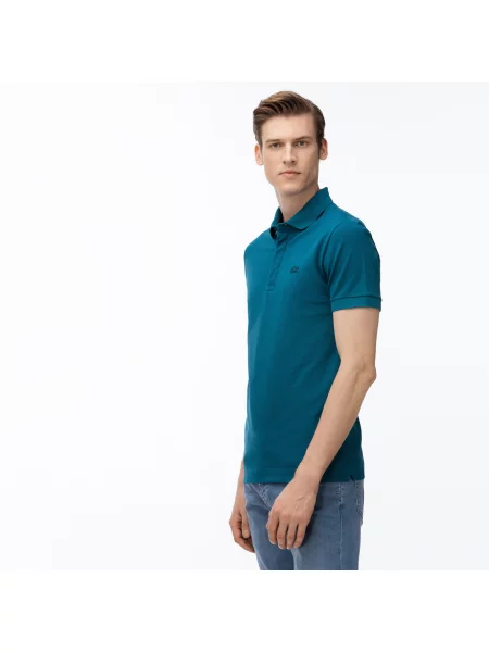 Lacoste Paris Polo Regular Fit Stretch Cotton Piqué niebieski