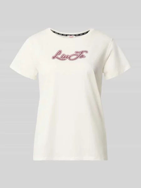 T-shirt z obszyciem z kamieni stras Liu Jo Sport biała