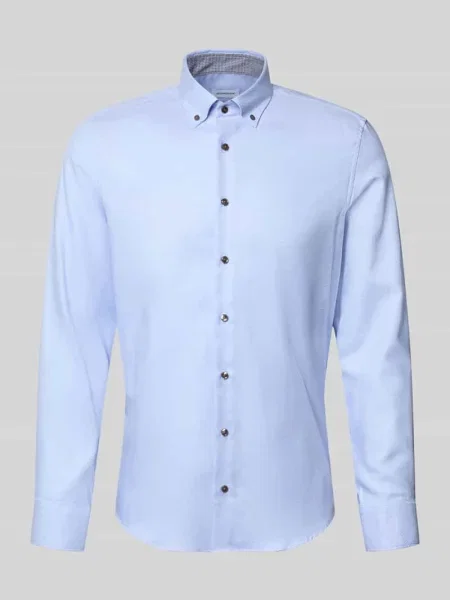 Koszula biznesowa o kroju slim fit z czystej bawełny Seidensticker błękitna