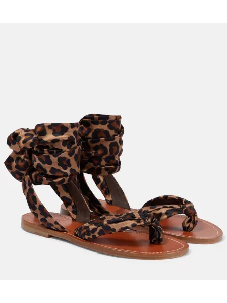 Sandale Christian Louboutin din satin cu imagine cu model leopard