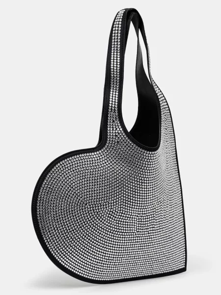 Сумочка Coperni Crystal-Embellished Mini Heart Tote чорний